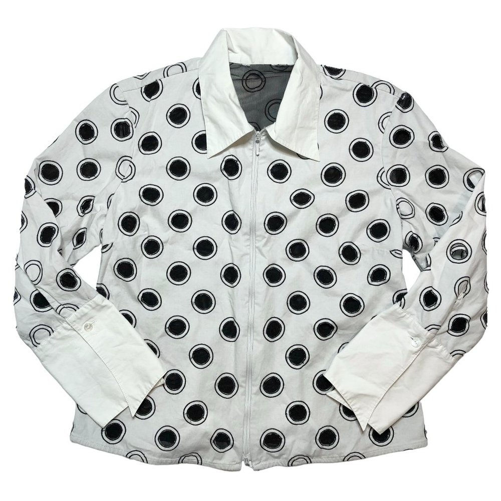 Black and white polka dot blouse